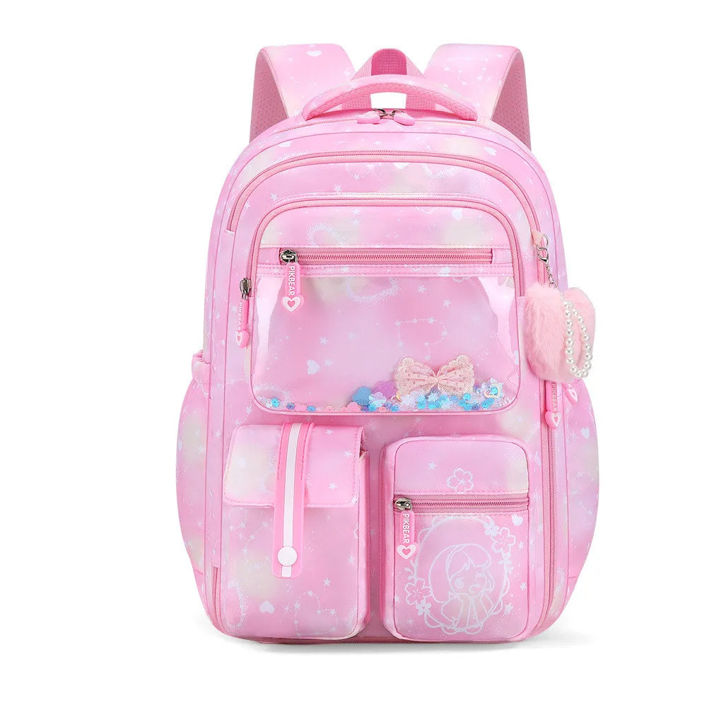 2026 Fashion Love Pendant 3-Piece Set School Backpack Butterfly Decoration Backpacks Student Girl lovely princess school bags