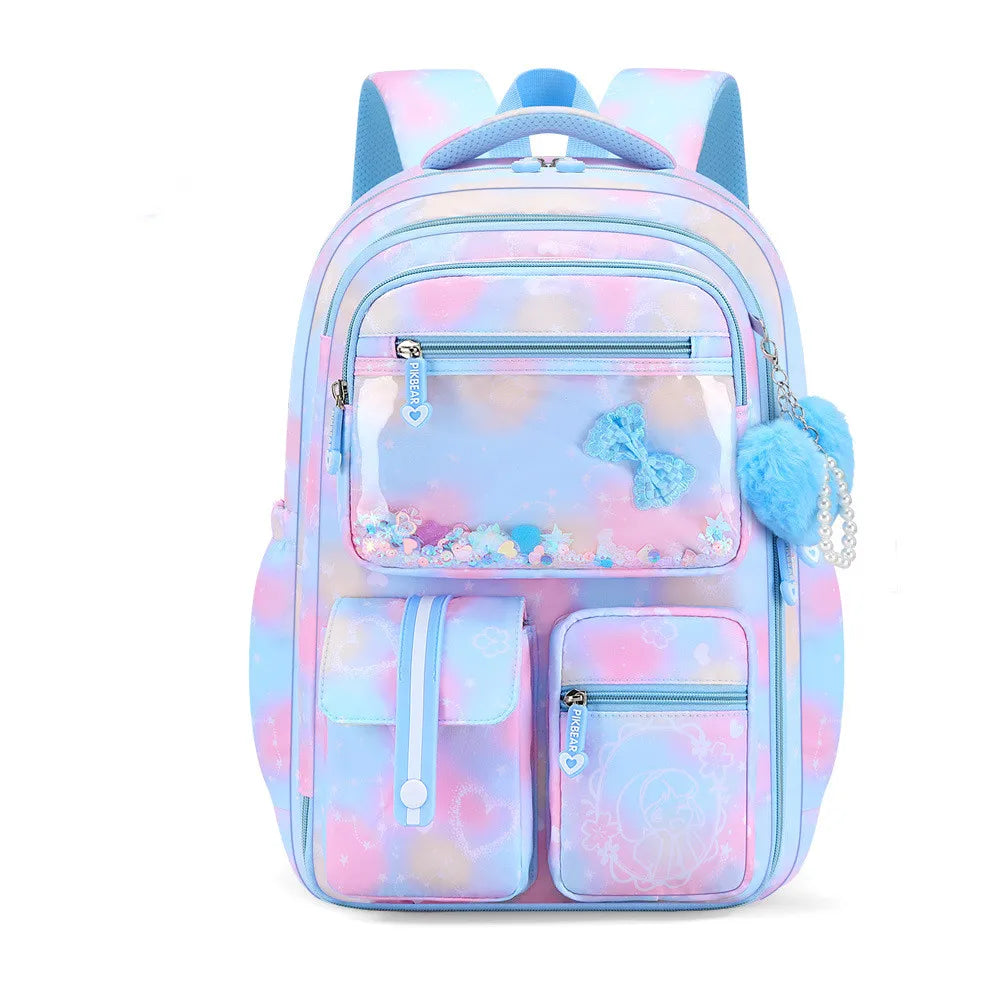 2026 Fashion Love Pendant 3-Piece Set School Backpack Butterfly Decoration Backpacks Student Girl lovely princess school bags