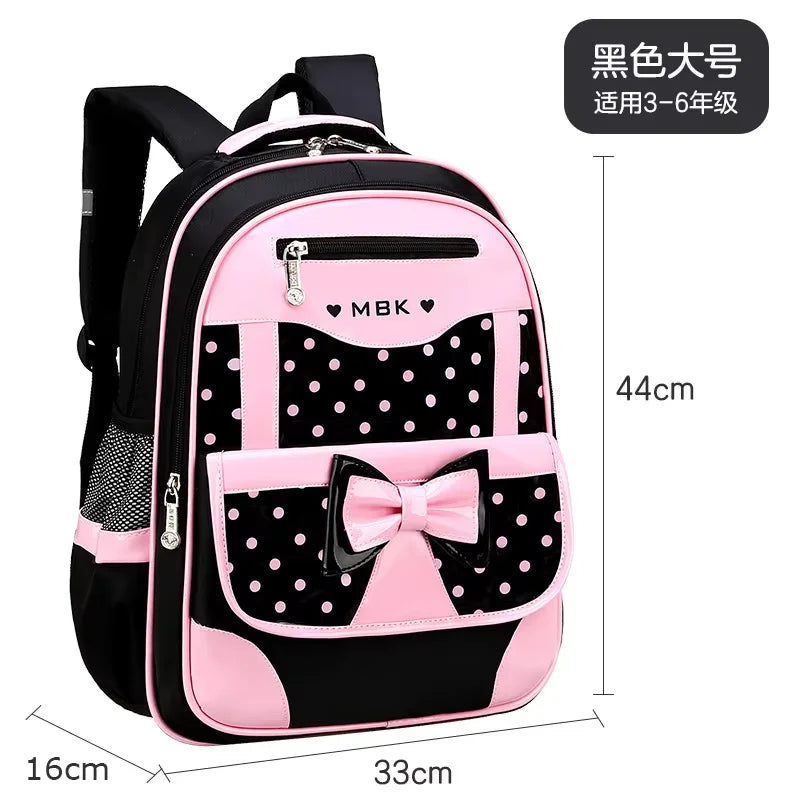 Korean Version Japanese Elementary School Student Backpack Bow Children's Wave Point Girl Ergonomic Design Protects The Spine