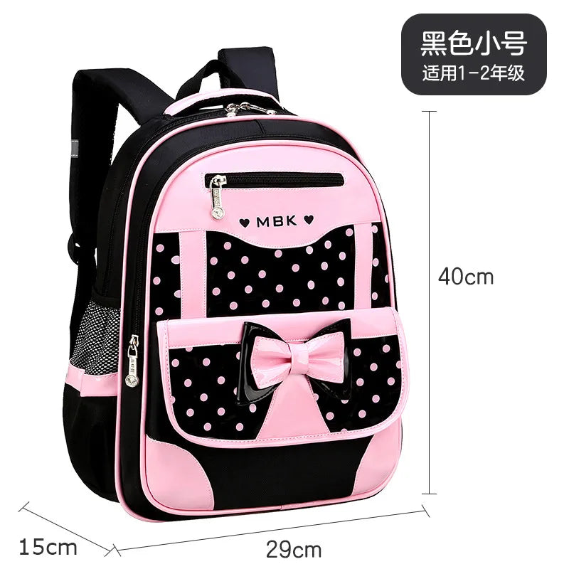 Korean Version Japanese Elementary School Student Backpack Bow Children's Wave Point Girl Ergonomic Design Protects The Spine