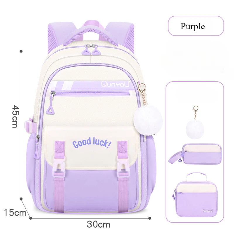 Set scolaire 3 pièces pour fille – Sac à dos, lunch box et trousse