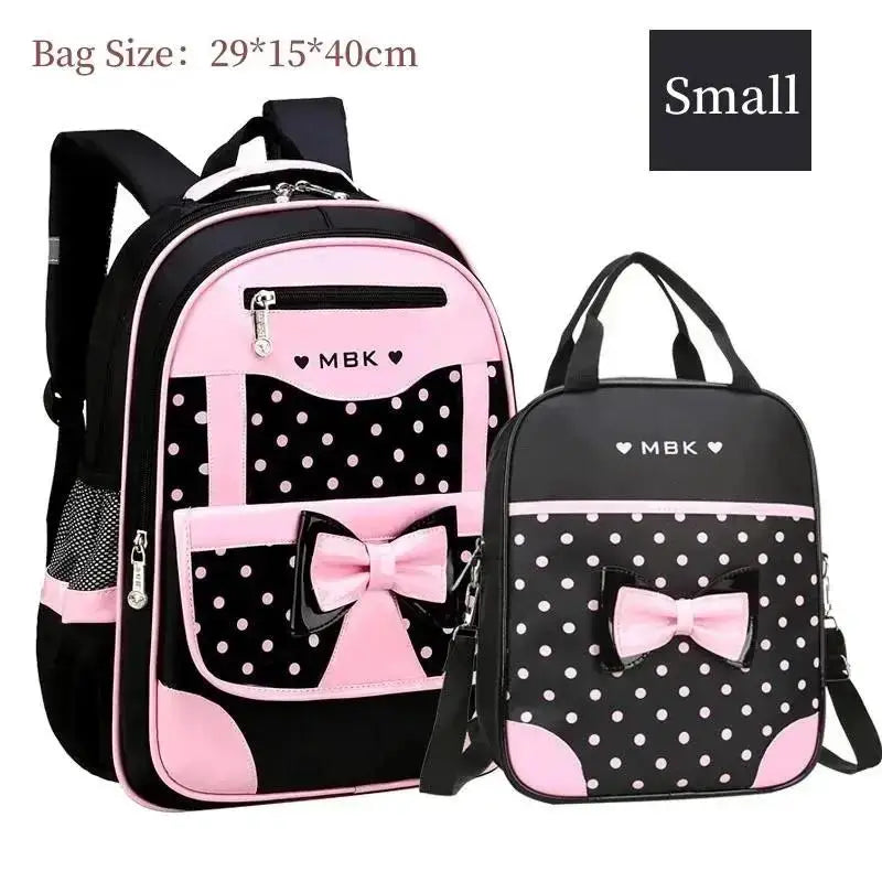 Korean Version Japanese Elementary School Student Backpack Bow Children's Wave Point Girl Ergonomic Design Protects The Spine
