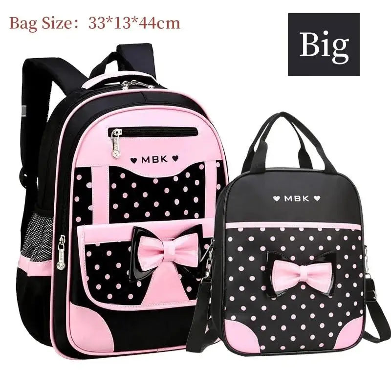 Korean Version Japanese Elementary School Student Backpack Bow Children's Wave Point Girl Ergonomic Design Protects The Spine