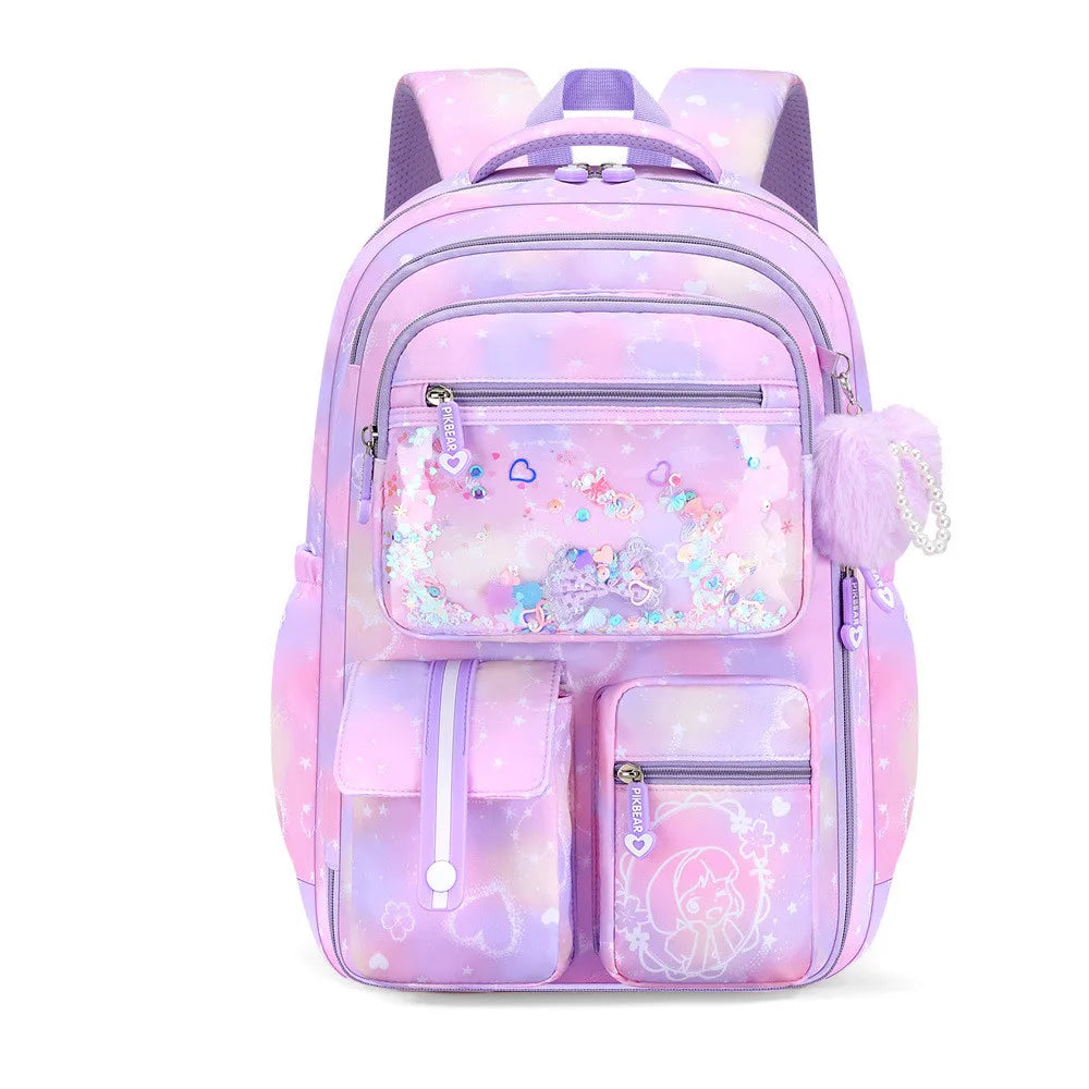 2026 Fashion Love Pendant 3-Piece Set School Backpack Butterfly Decoration Backpacks Student Girl lovely princess school bags
