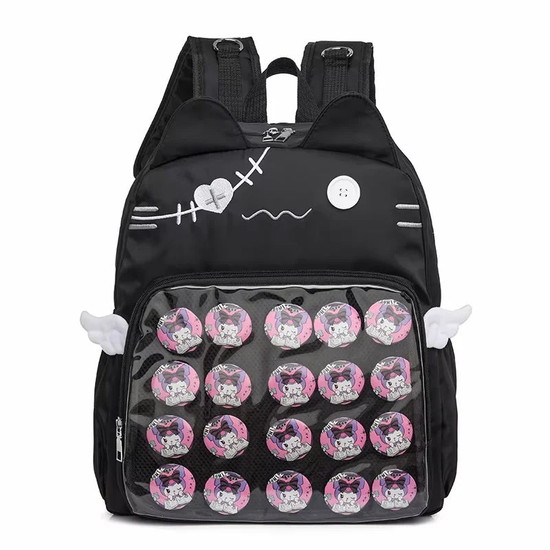 New Y2K Cute Cat Transparent Backpack Kawaii Harajuku Girl Ita Bag High-capacity Student Rucksack Teenage DIY Display School Bag