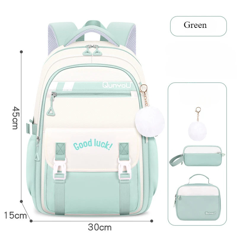 Set scolaire 3 pièces pour fille – Sac à dos, lunch box et trousse