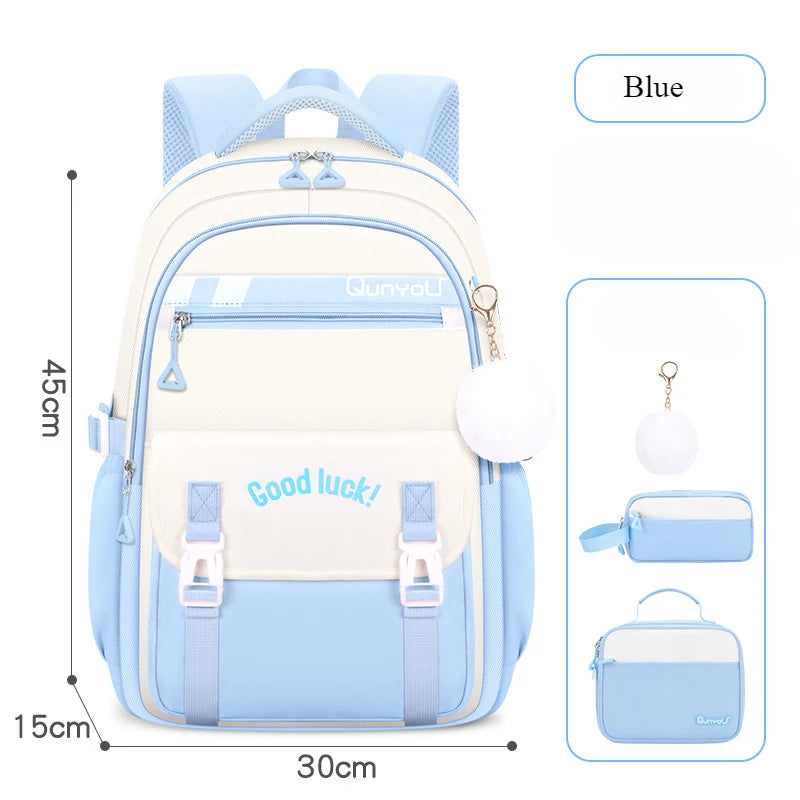 Set scolaire 3 pièces pour fille – Sac à dos, lunch box et trousse