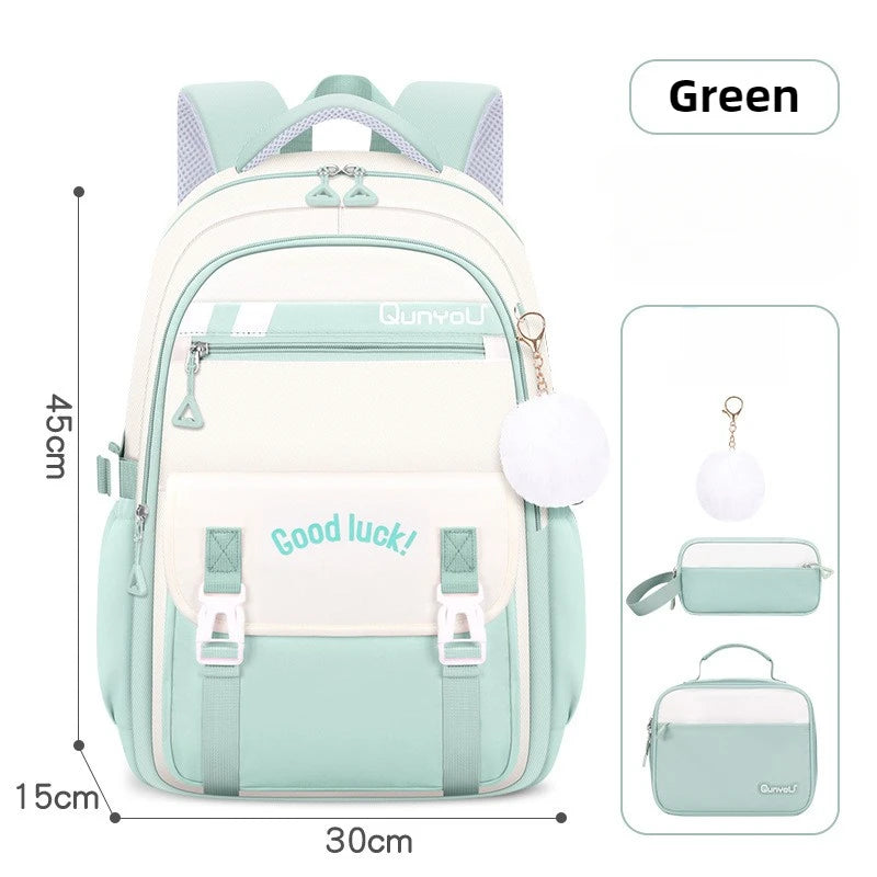 Set scolaire 3 pièces pour fille – Sac à dos, lunch box et trousse