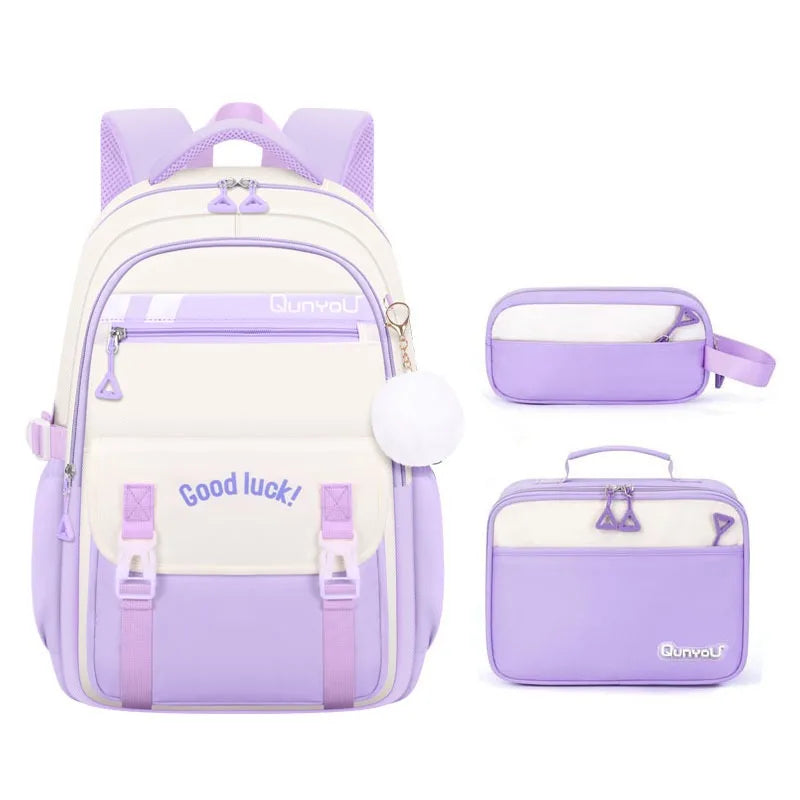 Set scolaire 3 pièces pour fille – Sac à dos, lunch box et trousse