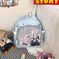New Y2K Cute Cat Transparent Backpack Kawaii Harajuku Girl Ita Bag High-capacity Student Rucksack Teenage DIY Display School Bag