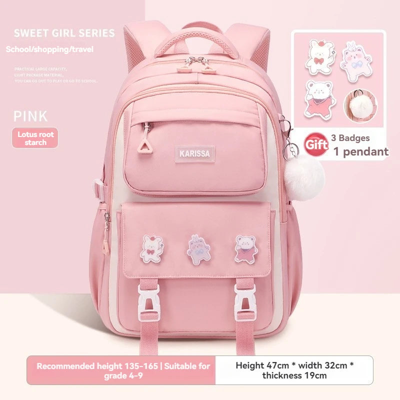 New backpack for girls, junior high school students, and teenage girls, super lightweight and stylish backpack