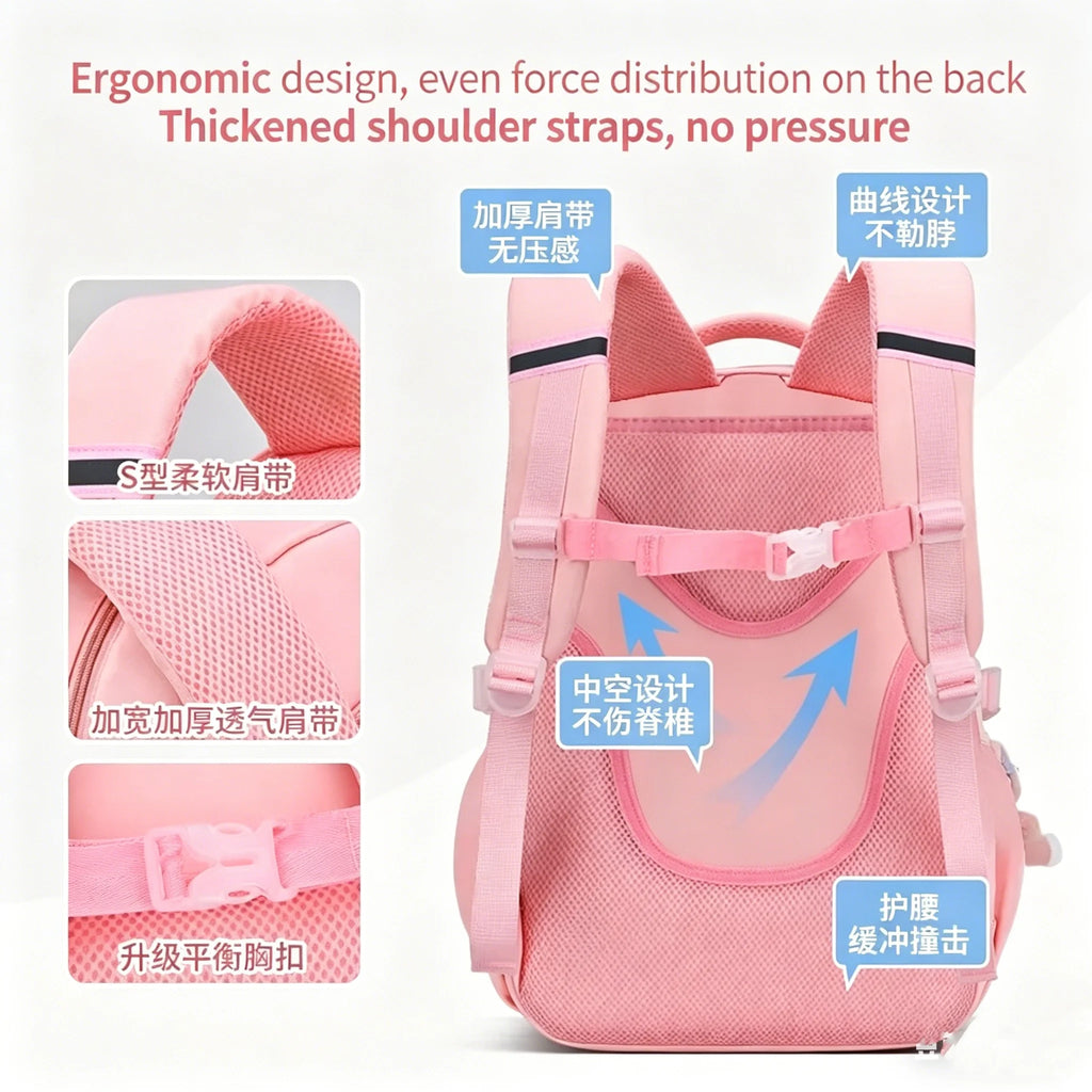 New Type of Lightweight Backpack Primary School Girls Children's Backpack Large Capacity Spine Protection Wholesale Waterproof